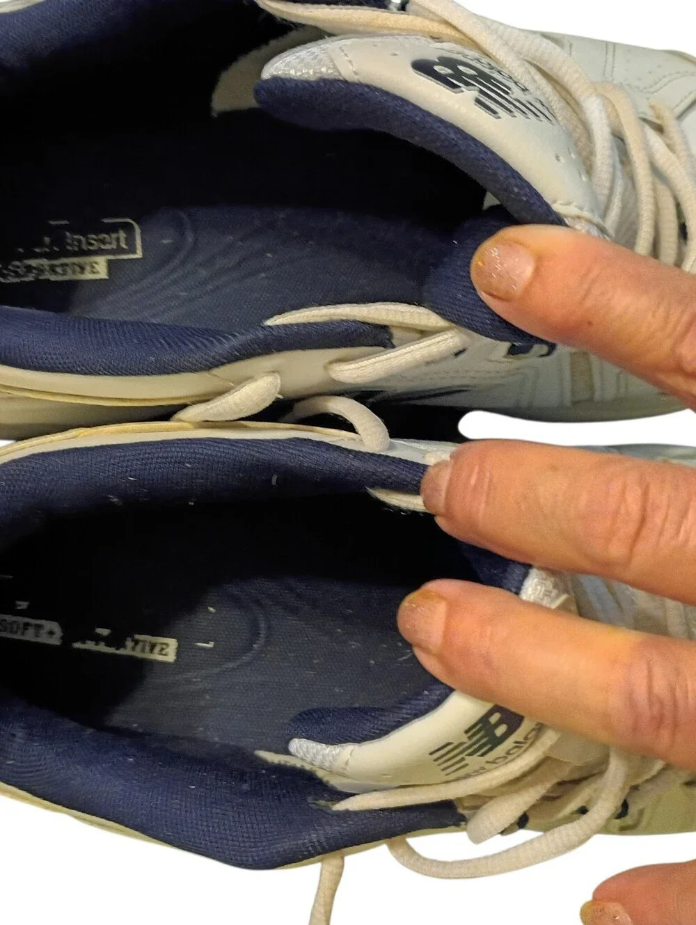 New Balance 608 Men's White and Navy Leather Athletic Sneakers